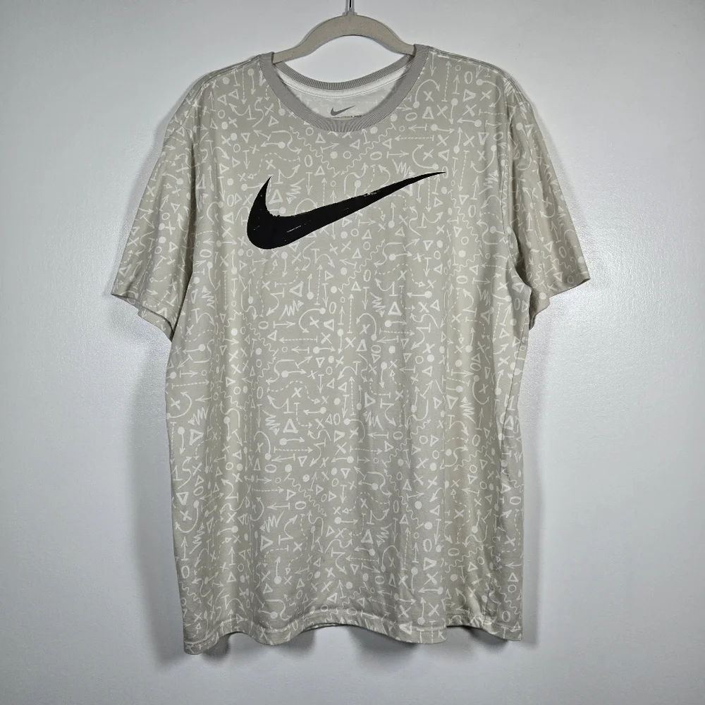 NIKE Dri Fit Athletic Cut Crew Tee T-Shirt Mens XL Football Play All Over Print